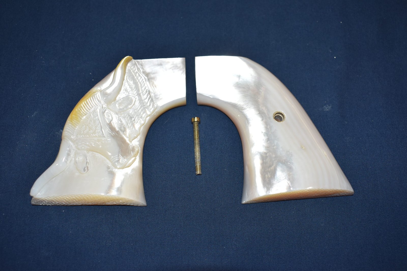 COLT SINGLE ACTION ARMY (S.A.A.) CARVED MOTHER OF PEARL GRIPS SAAMP9